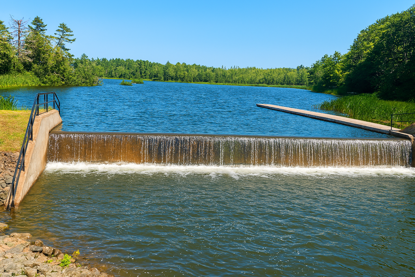 View of Murray River dam in summer