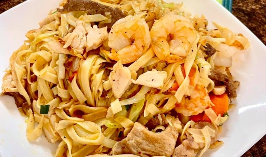 Plate of mixed stir fried noodles