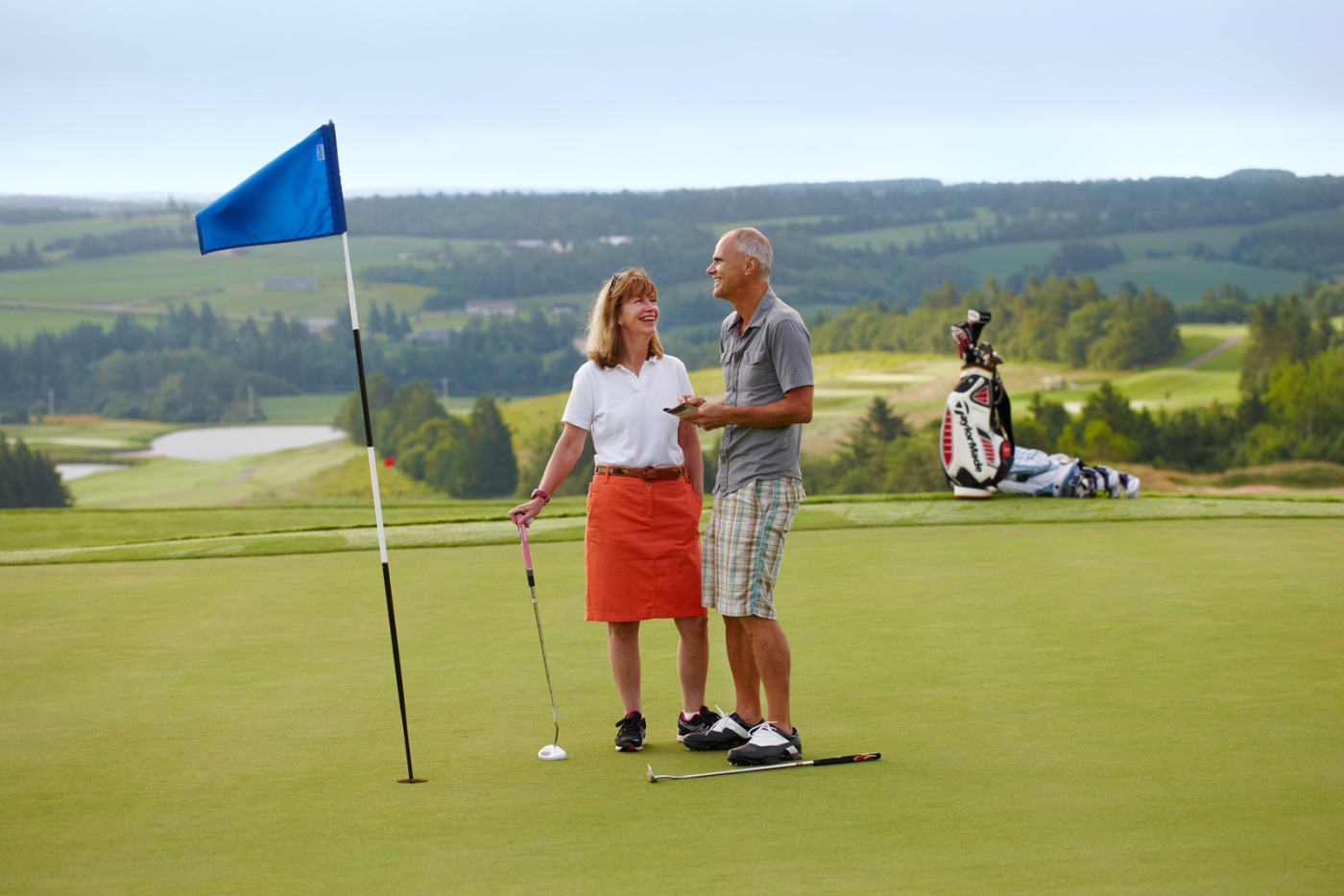 Glasgow Hill Golf Club, PEI Couple on green at Glasgow Hill Golf Club