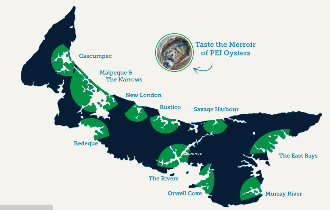 Une carte des huîtres - goûtez le merroir des huîtres de l'Î.-P.-É.