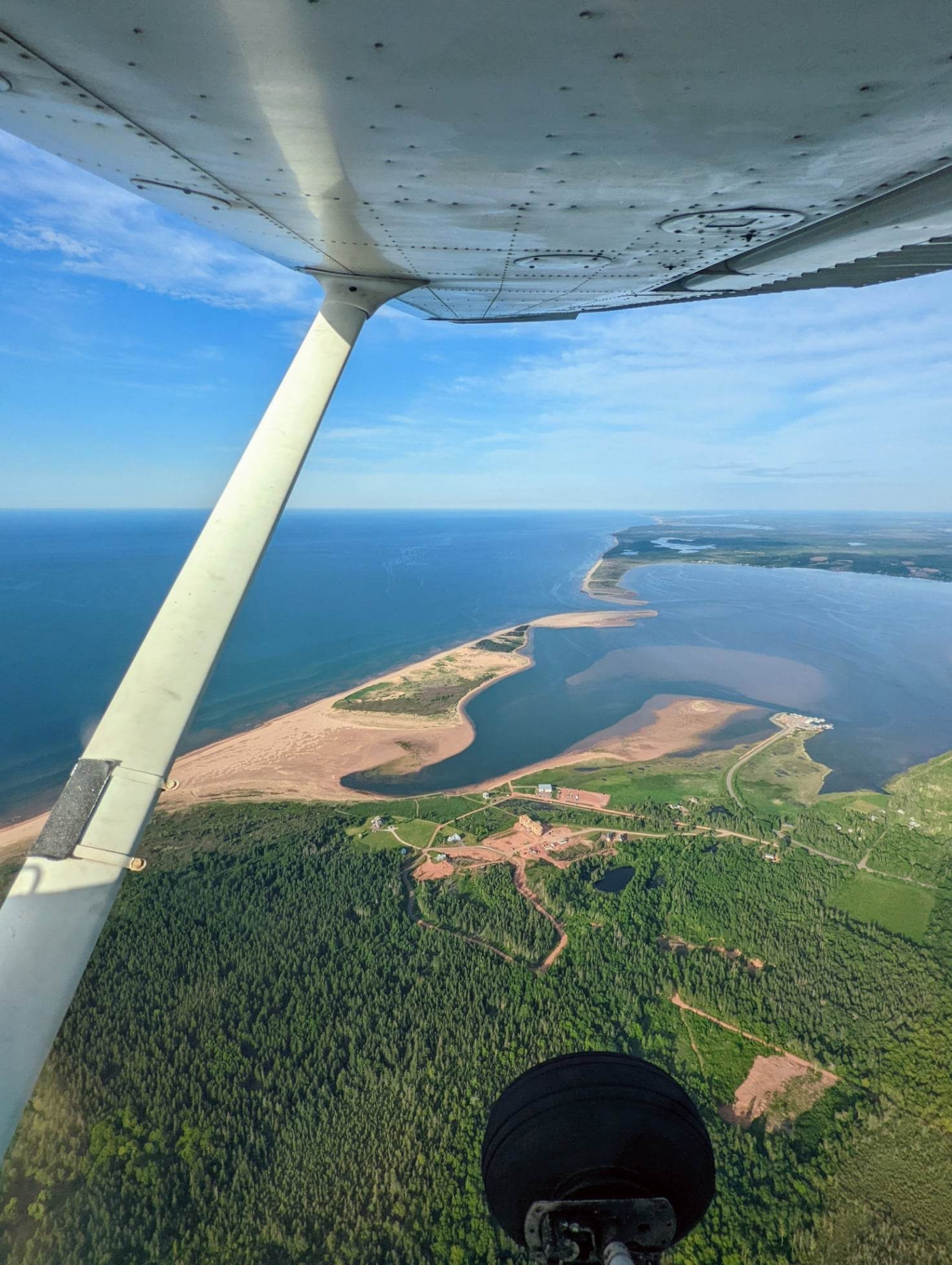 Aerial view from plane overlooking PEI