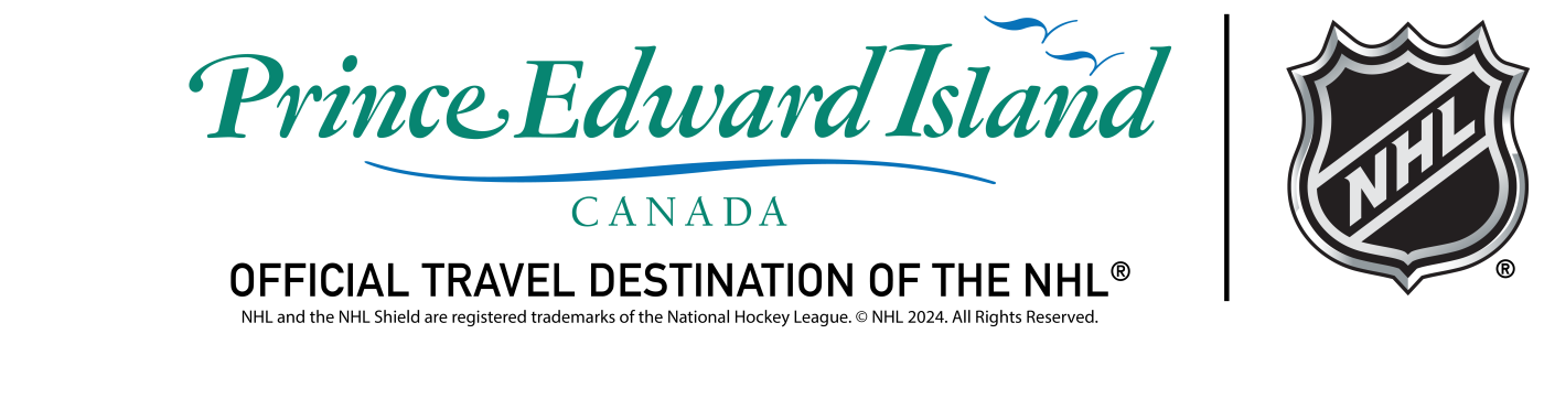Tourism PEI logo and NHL logo with text "Official travel destination of the NHL" and "NHL and the NHL Shield are registered trademarks of the National Hockey League. © NHL 2024. All Rights Reserved"