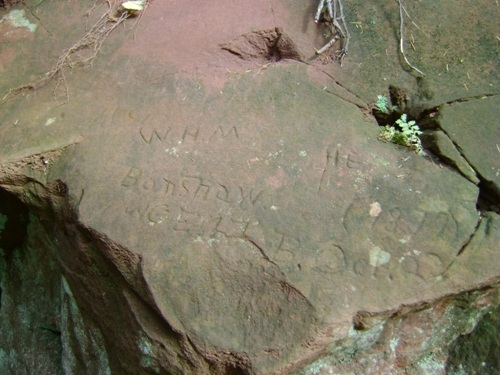 Closeup image of petroglyph at Bonshaw