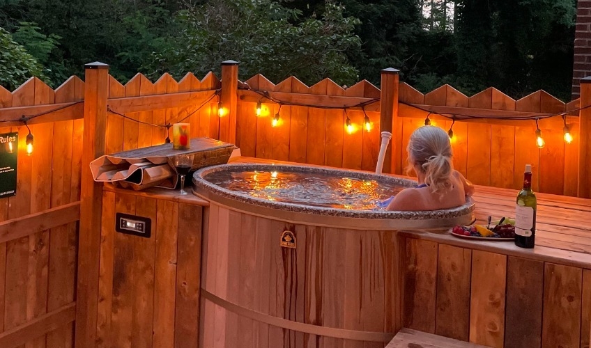 Lady in hot tub