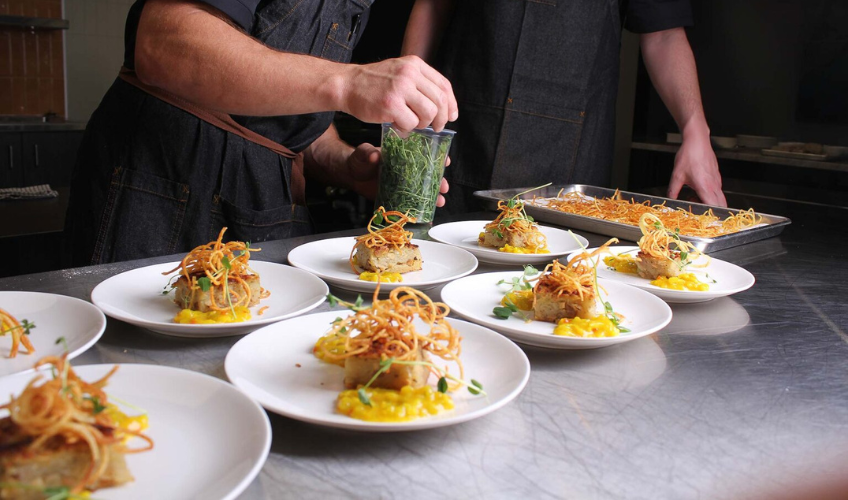 Chef preps small plates at Fluke, Blackbush Resort, PEI