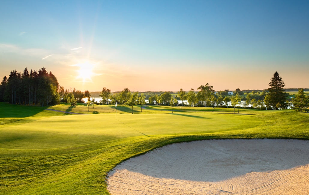 beautiful sunset view of golf course at Mill River