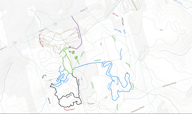 Screenshot of Brookvale Nordic Mountain Bike trails map