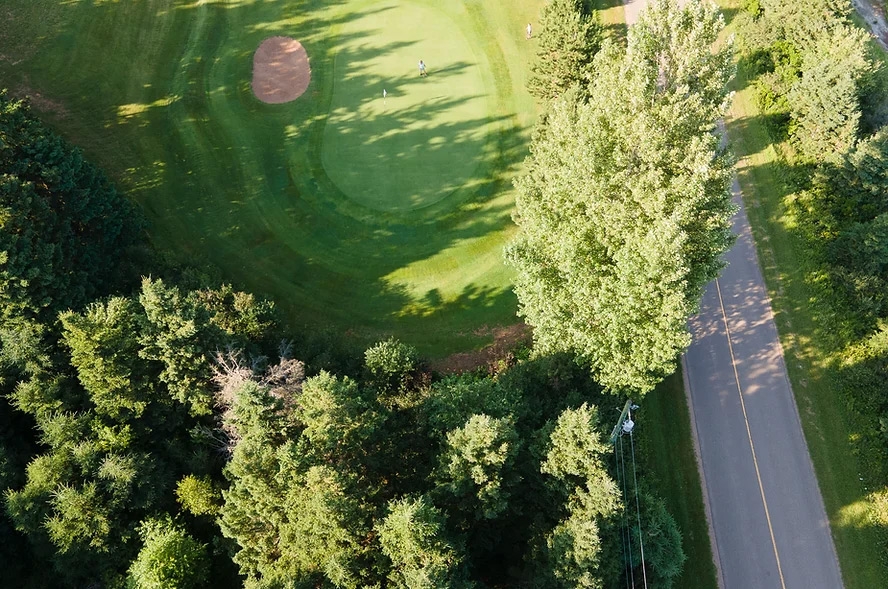 Overhead picture of golf Hole at Rustico resort golf course
