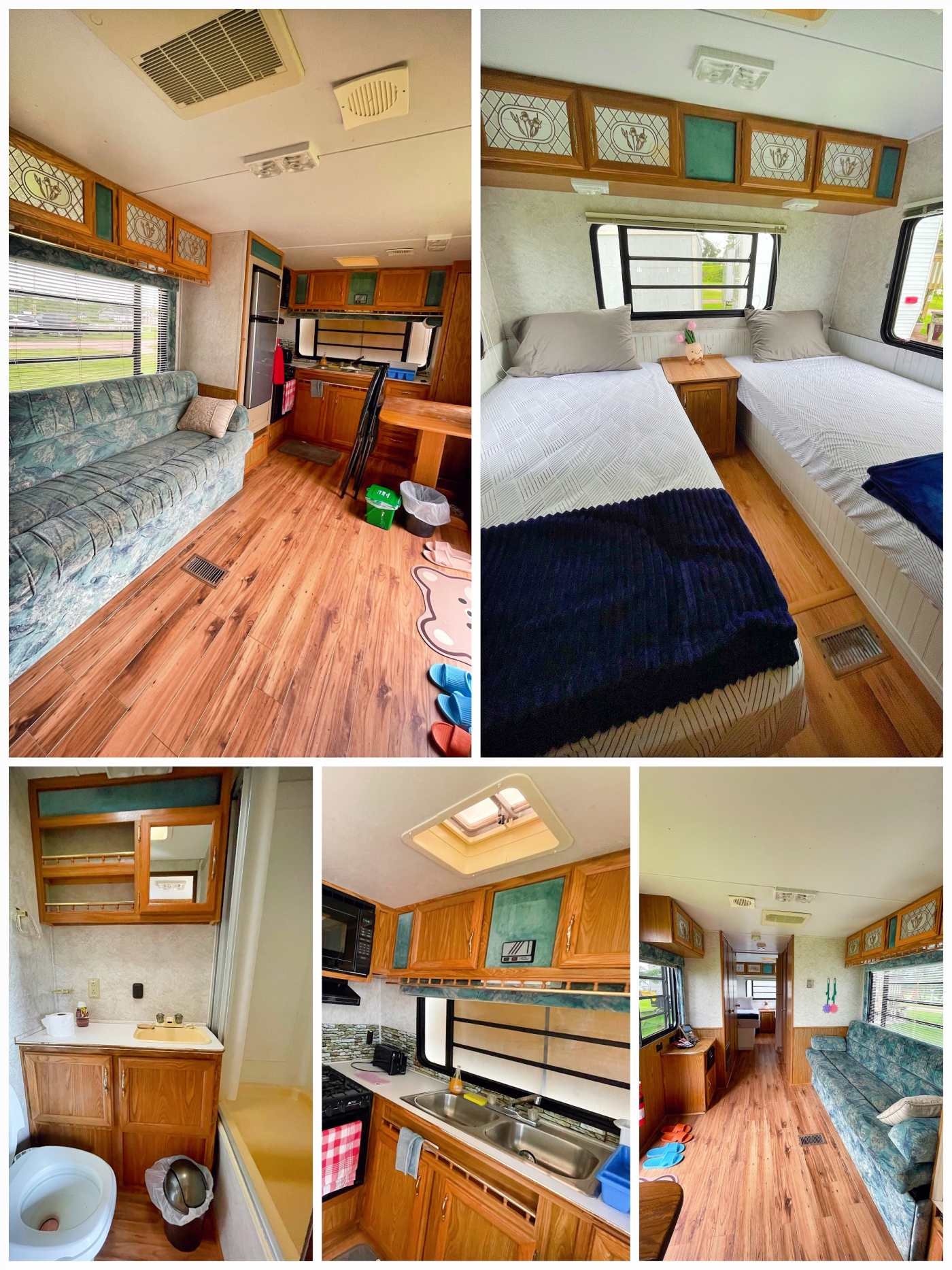 Summer Vacation Rental collage of interior pictures of trailer rental