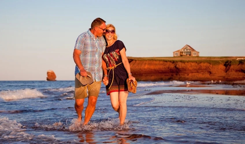 couple walking on the beach